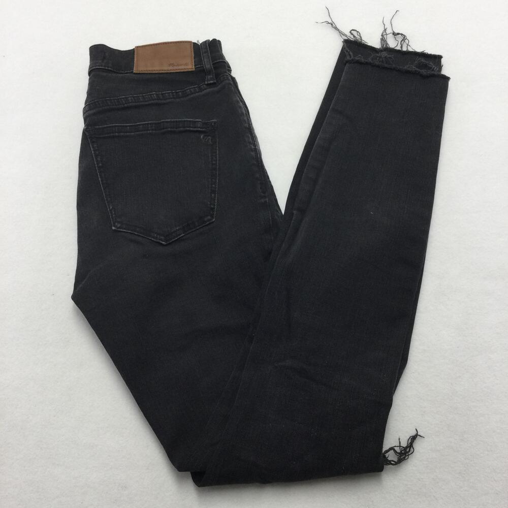 Madewell 9" High Riser Skinny Skinny Jeans Womens 24 Black Distressed Stretch